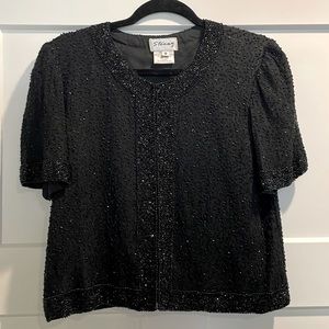 Vintage Stenay Silk Jacket Top Beaded Blouse
